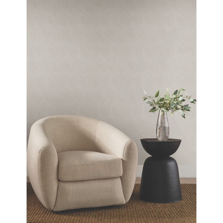 Taupe Non-Pasted Washable Geometric Wallpaper