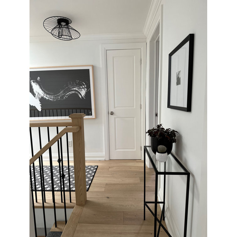 Black Geometric LED Flushmount with Clear Glass Globe
