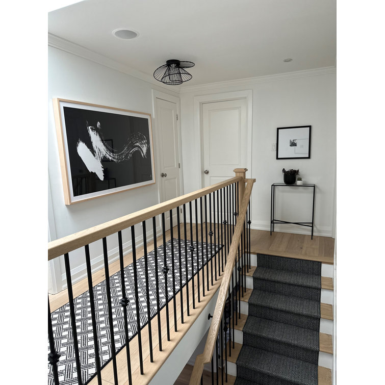 Black Geometric LED Flushmount with Clear Glass Globe
