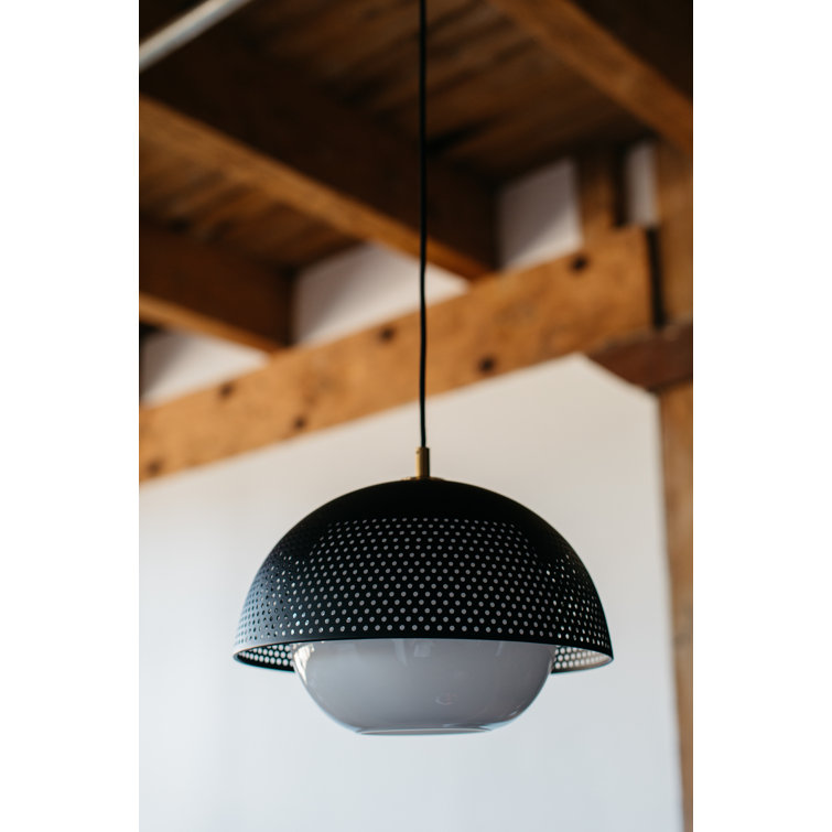 Elegant Matte Black & Satin Brass Globe Pendant Light with White Glass
