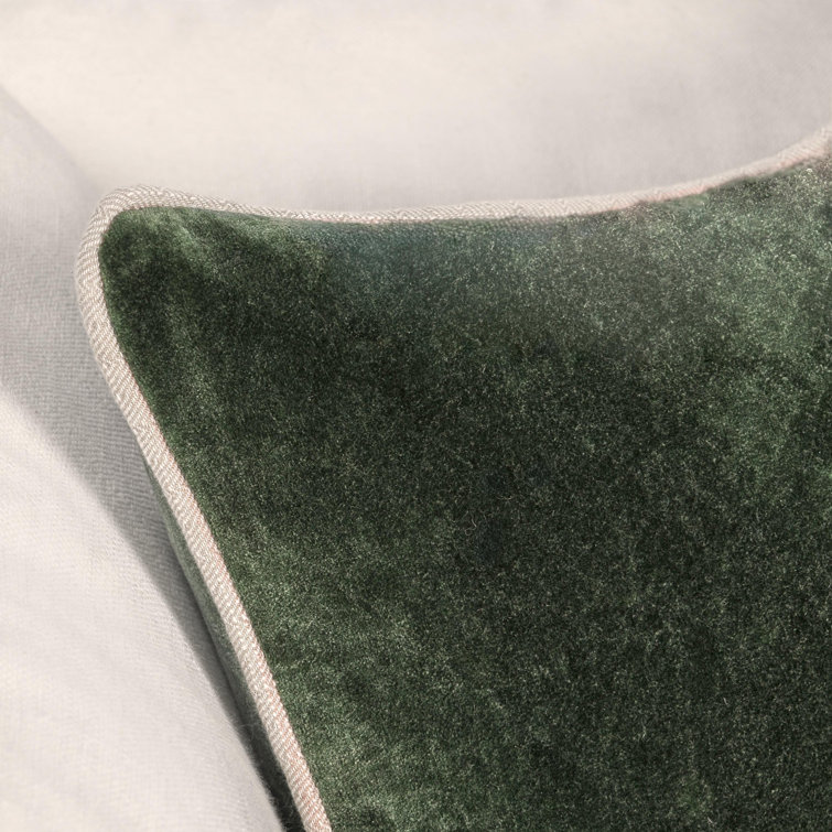 Forest Green Velvet Cotton Square Throw Pillow 22"