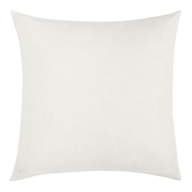 22" Pink and Ivory Geometric Embroidered Linen Square Pillow
