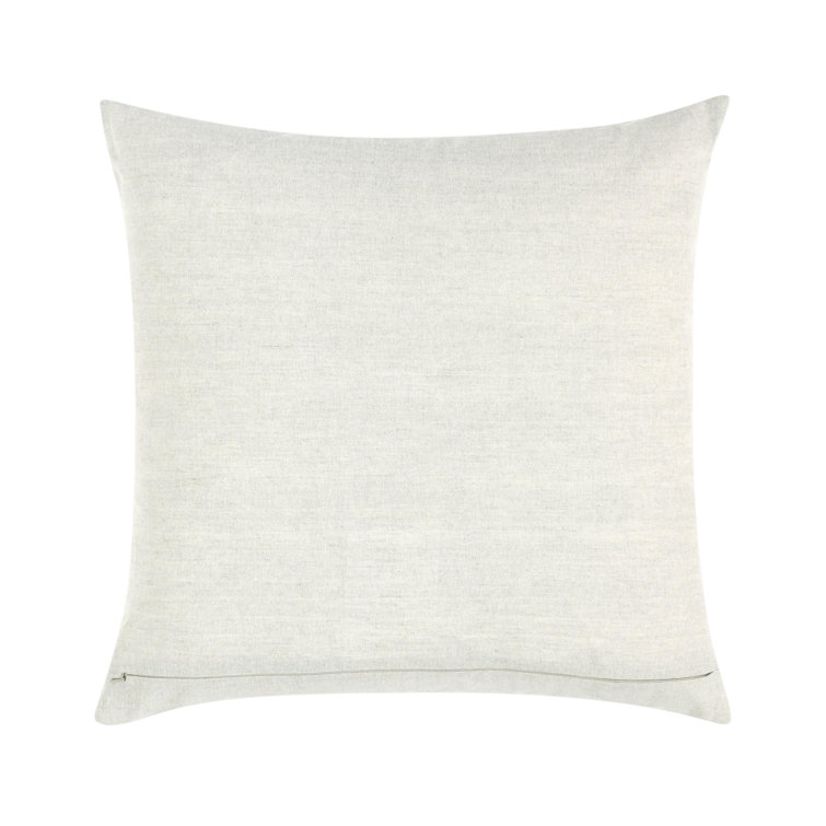 20" Beige and Cream Embroidered Linen Square Pillow
