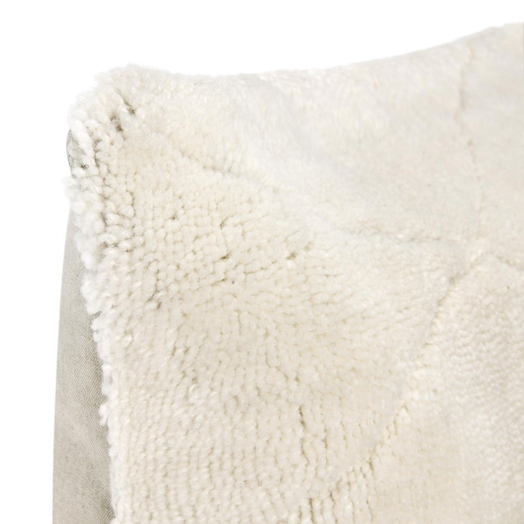 Ivory Square Wool Blend Embroidered Throw Pillow