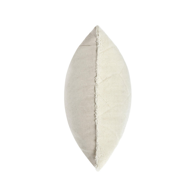 Ivory Square Wool Blend Embroidered Throw Pillow