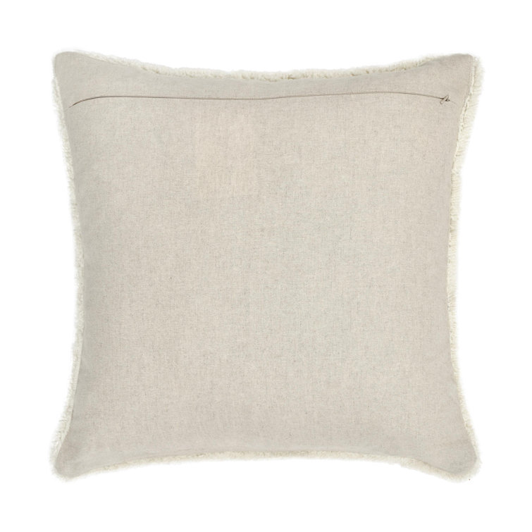 Ivory Square Wool Blend Embroidered Throw Pillow