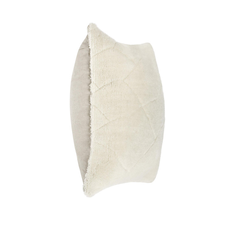 Ivory Square Wool Blend Embroidered Throw Pillow