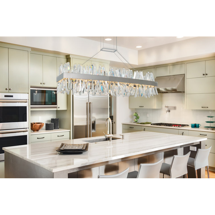 Glacier 36-Inch Chrome LED Crystal Island Pendant