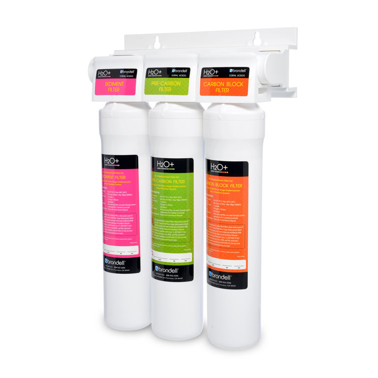 H2O+ Coral Three-Stage Undercounter Water Filtration System with Chrome Faucet