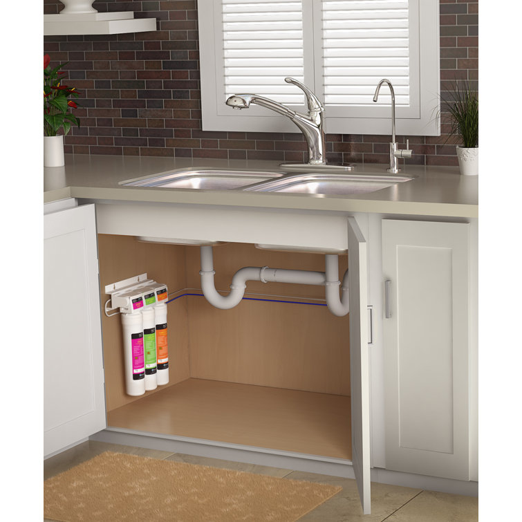 H2O+ Coral Three-Stage Undercounter Water Filtration System with Chrome Faucet