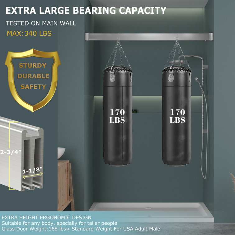 60 Inch Frameless Clear Tempered Glass Sliding Shower Door