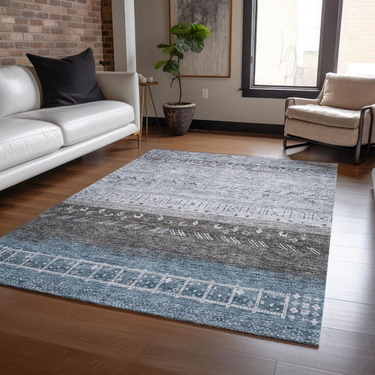Chantille Blue and Gray Transitional Indoor Outdoor Area Rug