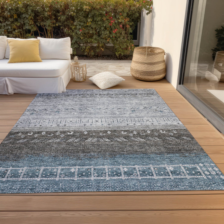 Chantille Blue and Gray Transitional Indoor Outdoor Area Rug