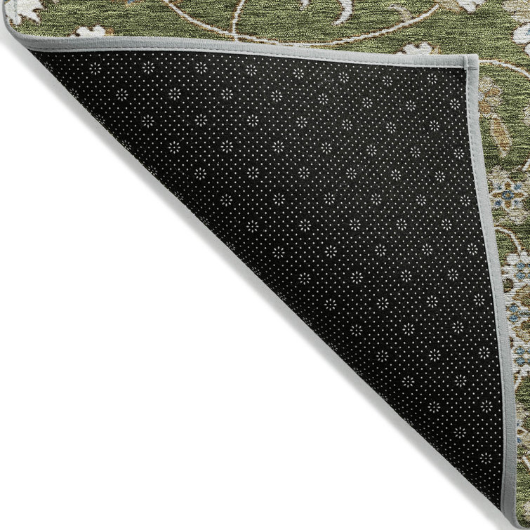 Olive 5' x 7' Washable Synthetic Rectangular Area Rug