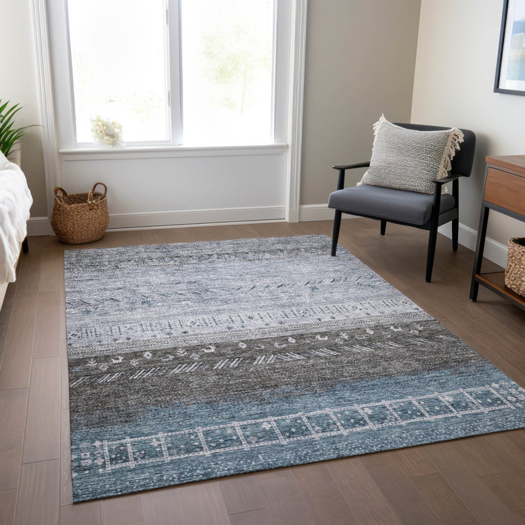 Chantille Blue and Gray Transitional Indoor Outdoor Area Rug