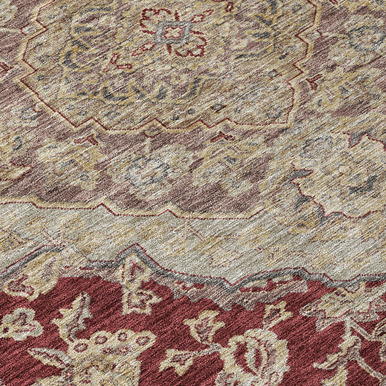 Garnet Synthetic Flat Woven Rectangular Washable Rug 20" x 30"