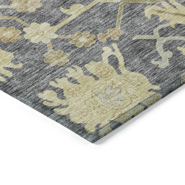 Addison Red Synthetic Rectangular Washable Rug, 3' x 5'