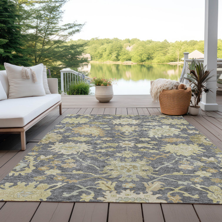 Addison Red Synthetic Rectangular Washable Rug, 3' x 5'