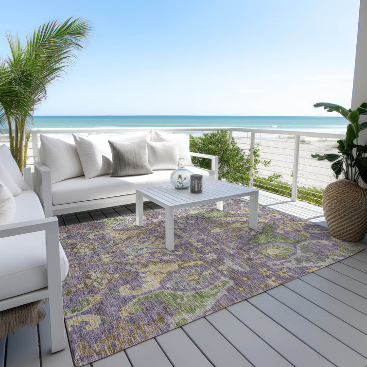 Addison Purple Synthetic Flat Woven Washable Rug, 2'6" x 3'10"
