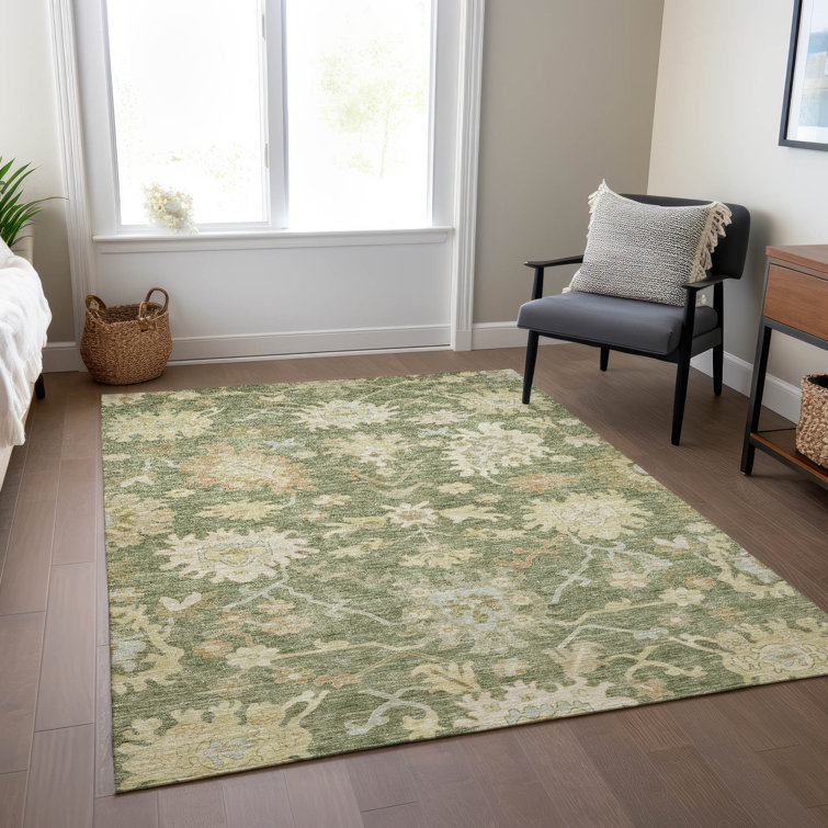 Addison Red Synthetic Washable Non-slip Rectangular Rug 46" x 30"