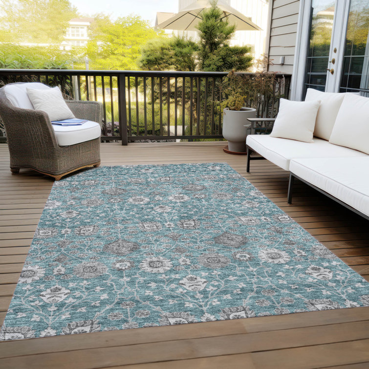 Addison Teal Synthetic Washable 3'x5' Area Rug