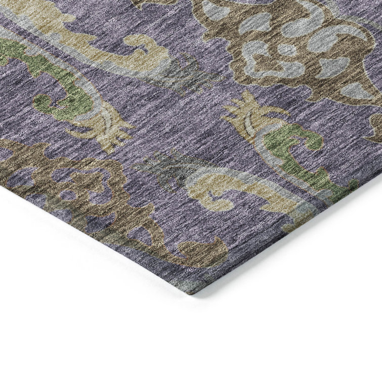 Addison Purple Synthetic Flat Woven Washable Rug, 2'6" x 3'10"