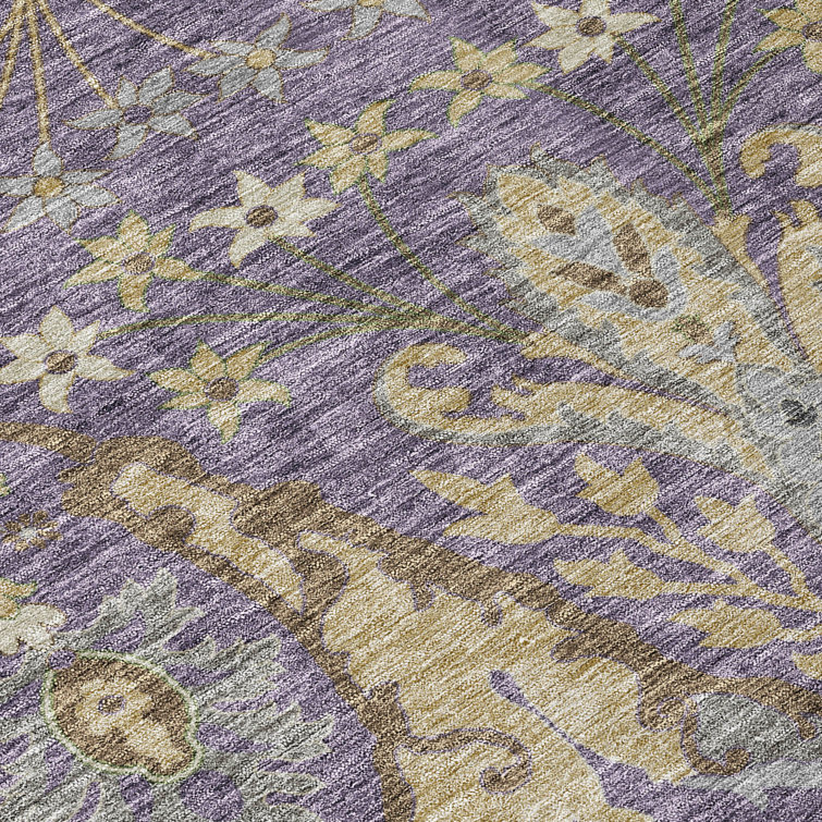 Addison Purple Synthetic Flat Woven Washable Rug, 2'6" x 3'10"