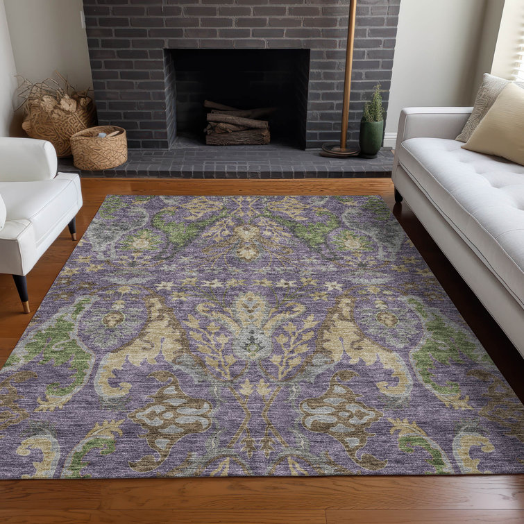 Addison Purple Synthetic Flat Woven Washable Rug, 2'6" x 3'10"