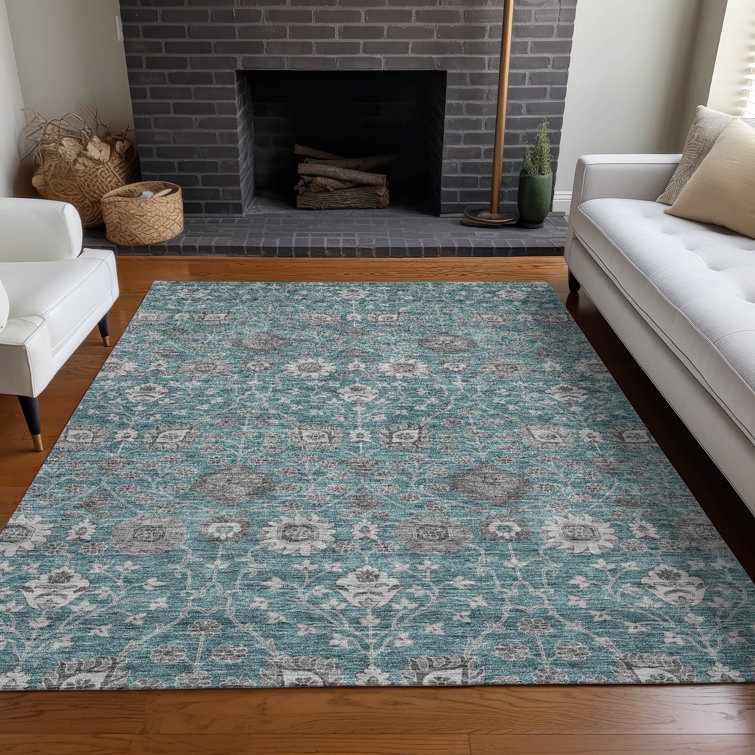 Addison Teal Synthetic Washable 3'x5' Area Rug