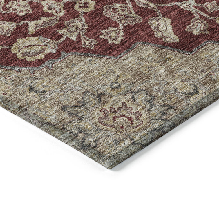 Garnet Synthetic Flat Woven Rectangular Washable Rug 20" x 30"