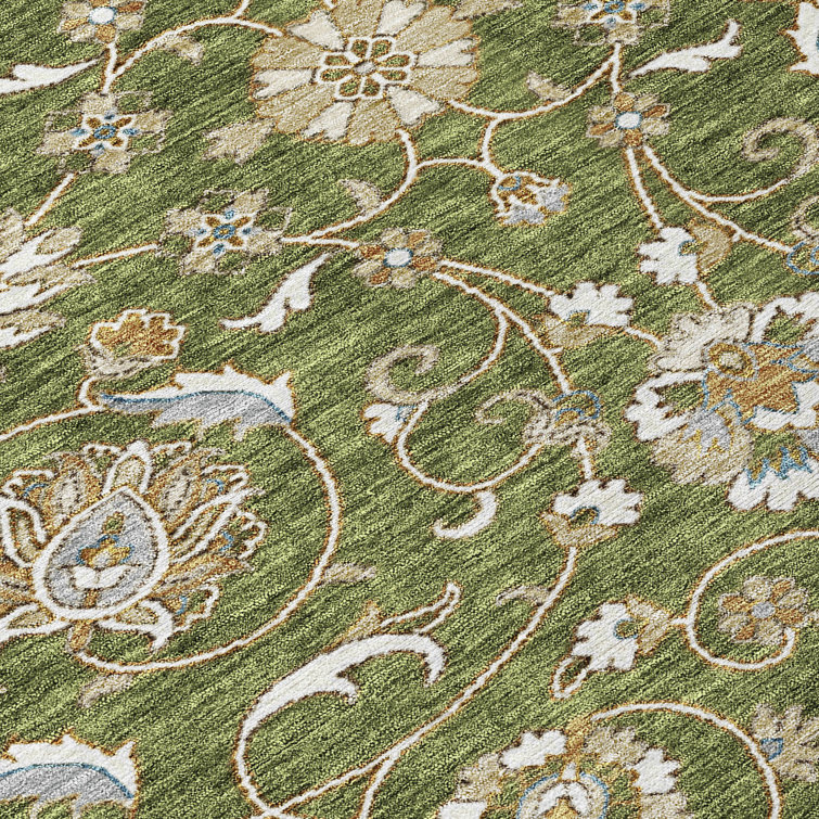 Olive 5' x 7' Washable Synthetic Rectangular Area Rug