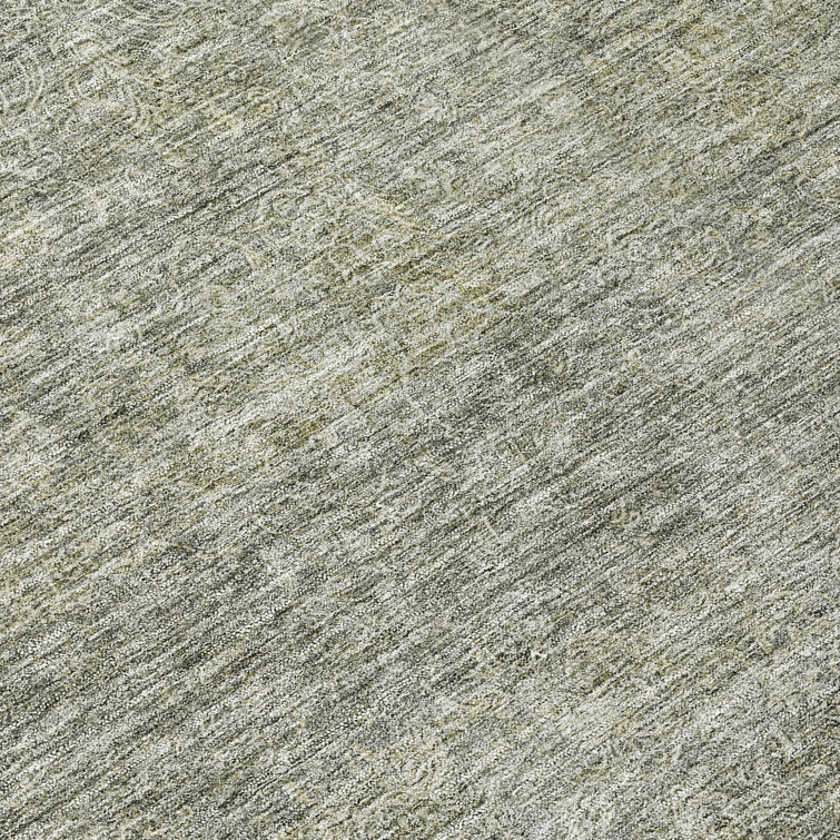 Sage Green Washable Indoor/Outdoor Rectangular Rug