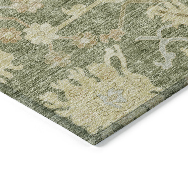 Addison Red Synthetic Washable Non-slip Rectangular Rug 46" x 30"