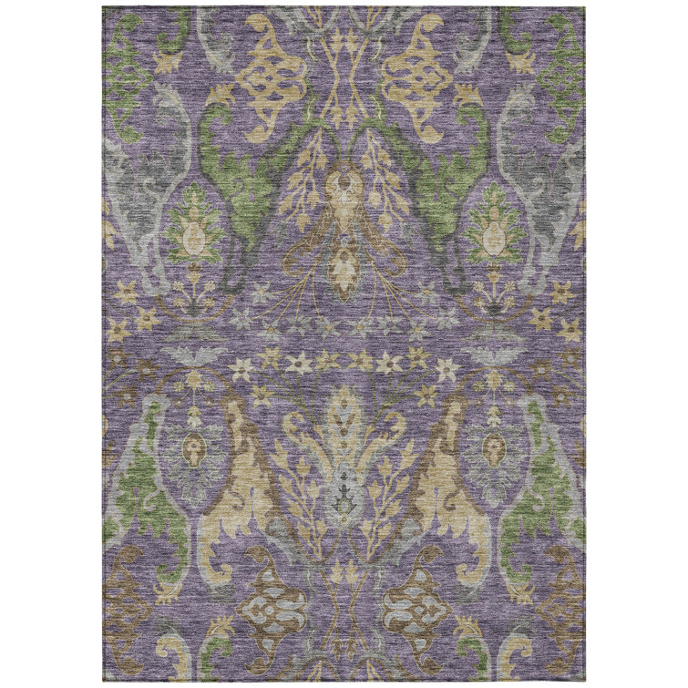 Addison Purple Synthetic Flat Woven Washable Rug, 2'6" x 3'10"
