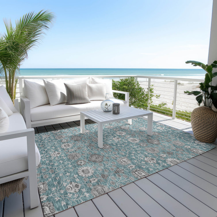 Addison Teal Synthetic Washable 3'x5' Area Rug