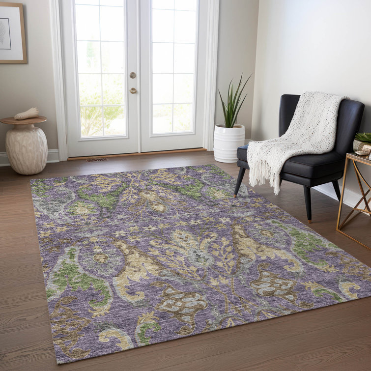 Addison Purple Synthetic Flat Woven Washable Rug, 2'6" x 3'10"