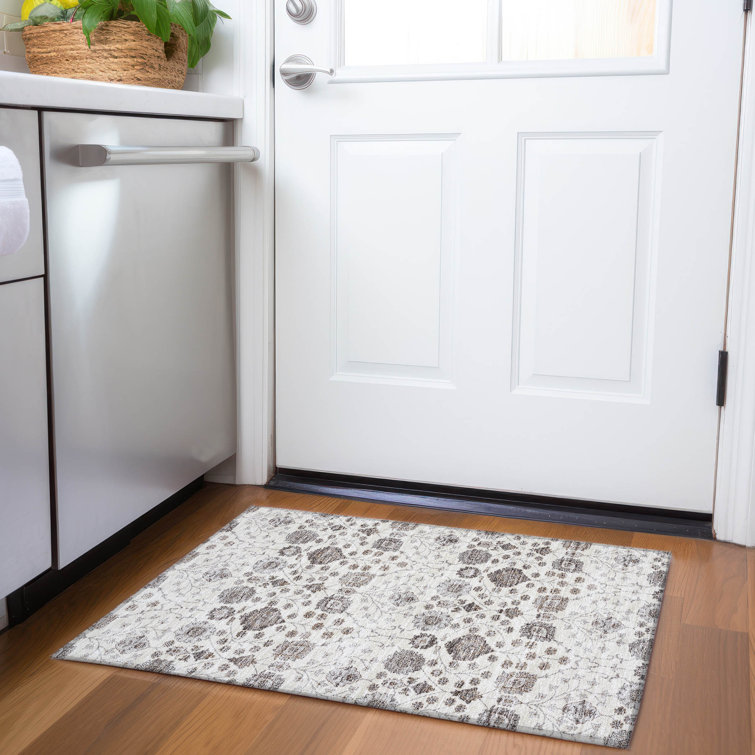 Ivory Rectangular Easy Care Synthetic Washable Rug 30" x 20"