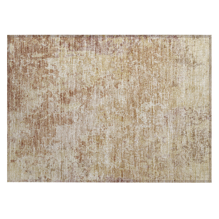Copper and Beige Flat Woven Synthetic Rectangular Rug