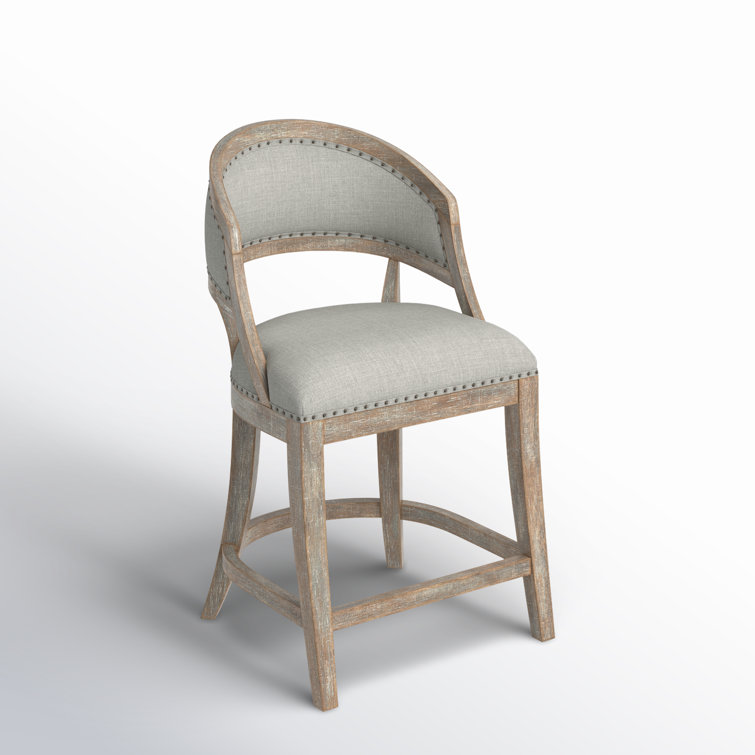Antwerp Linen Textured Gray Barrel Back Counter Stool
