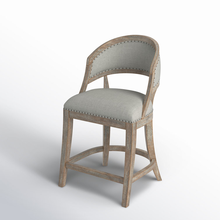 Antwerp Linen Textured Gray Barrel Back Counter Stool