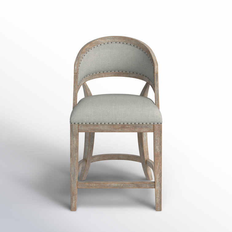 Antwerp Linen Textured Gray Barrel Back Counter Stool