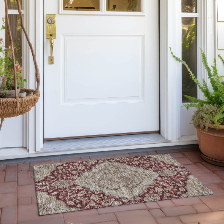 Garnet Synthetic Flat Woven Rectangular Washable Rug 20" x 30"