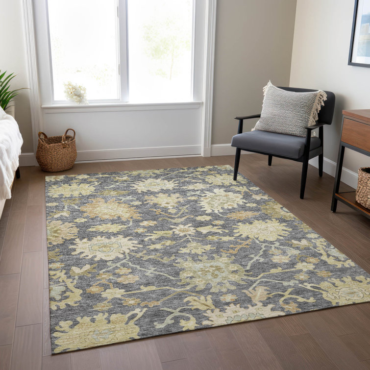 Addison Red Synthetic Rectangular Washable Rug, 3' x 5'