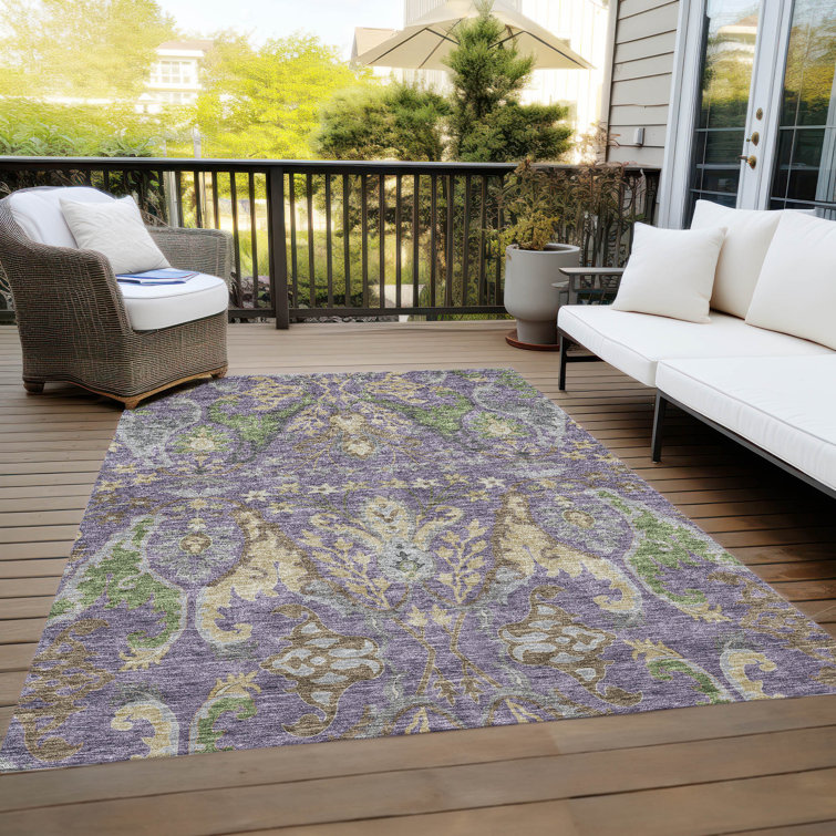 Addison Purple Synthetic Flat Woven Washable Rug, 2'6" x 3'10"
