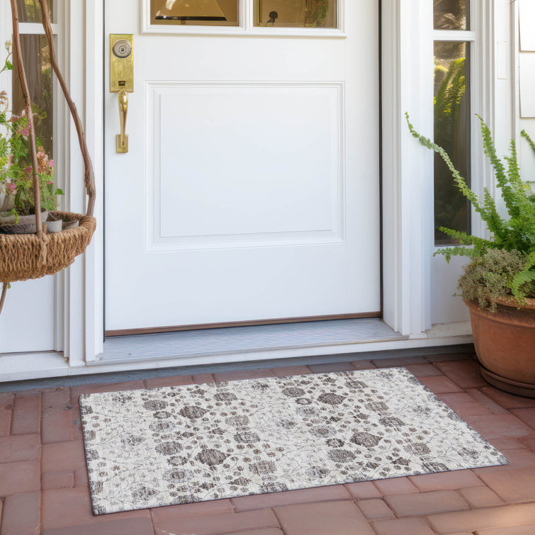 Ivory Rectangular Easy Care Synthetic Washable Rug 30" x 20"