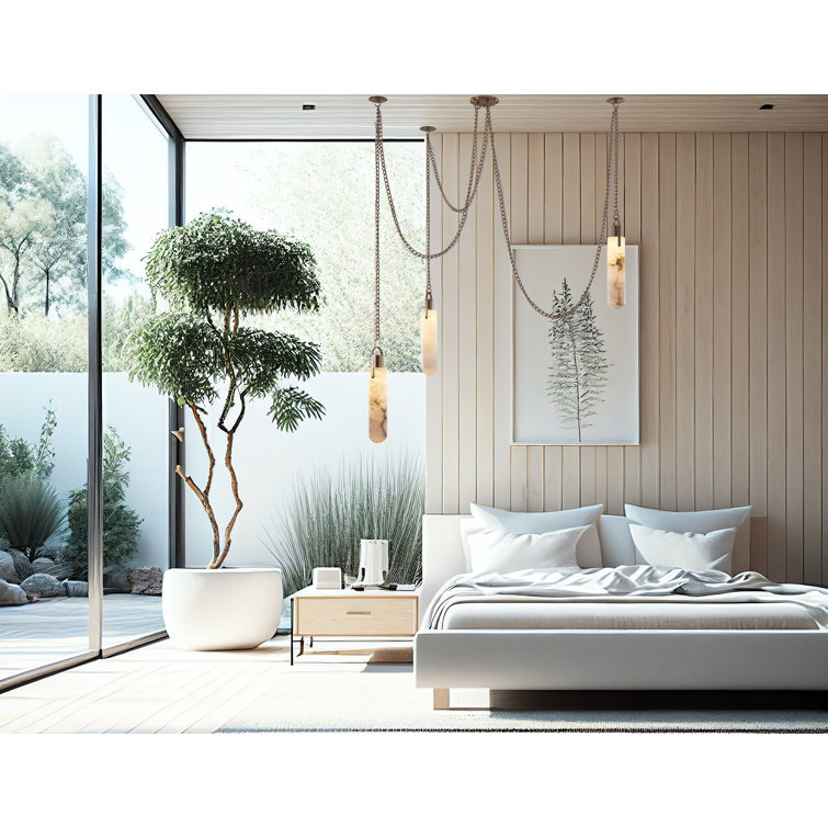 Winter Brass 3-Light LED Cluster Pendant with Alabaster Shades