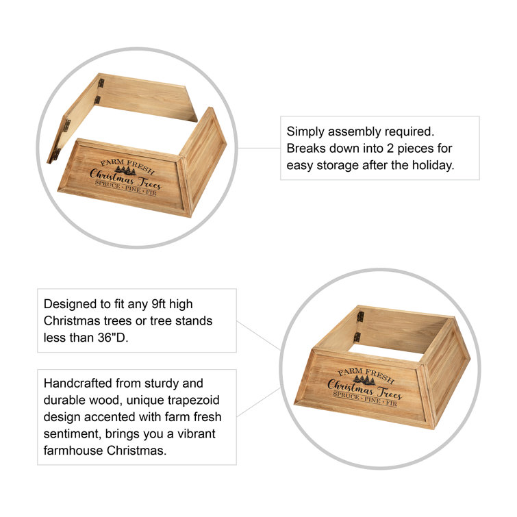 Natural Wooden Trapezoid Christmas Tree Collar