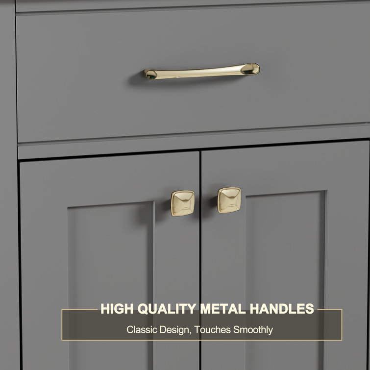 Gray 36" Freestanding Bathroom Vanity with Gold Hardware