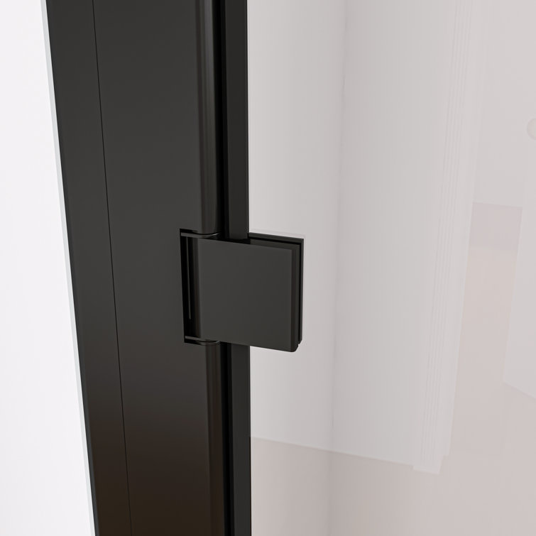 34'' W x 72'' H Frameless Clear Glass Pivot Shower Door in Matte Black Finish