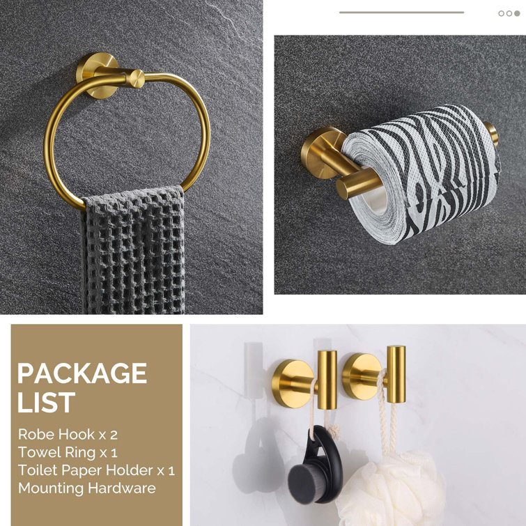 Brushed Gold 4-Piece Stainless Steel Bathroom Hardware Set